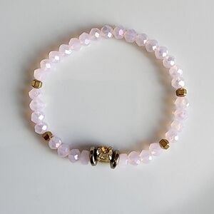 Pink Beaded Bracelet Princess Style Crystal
